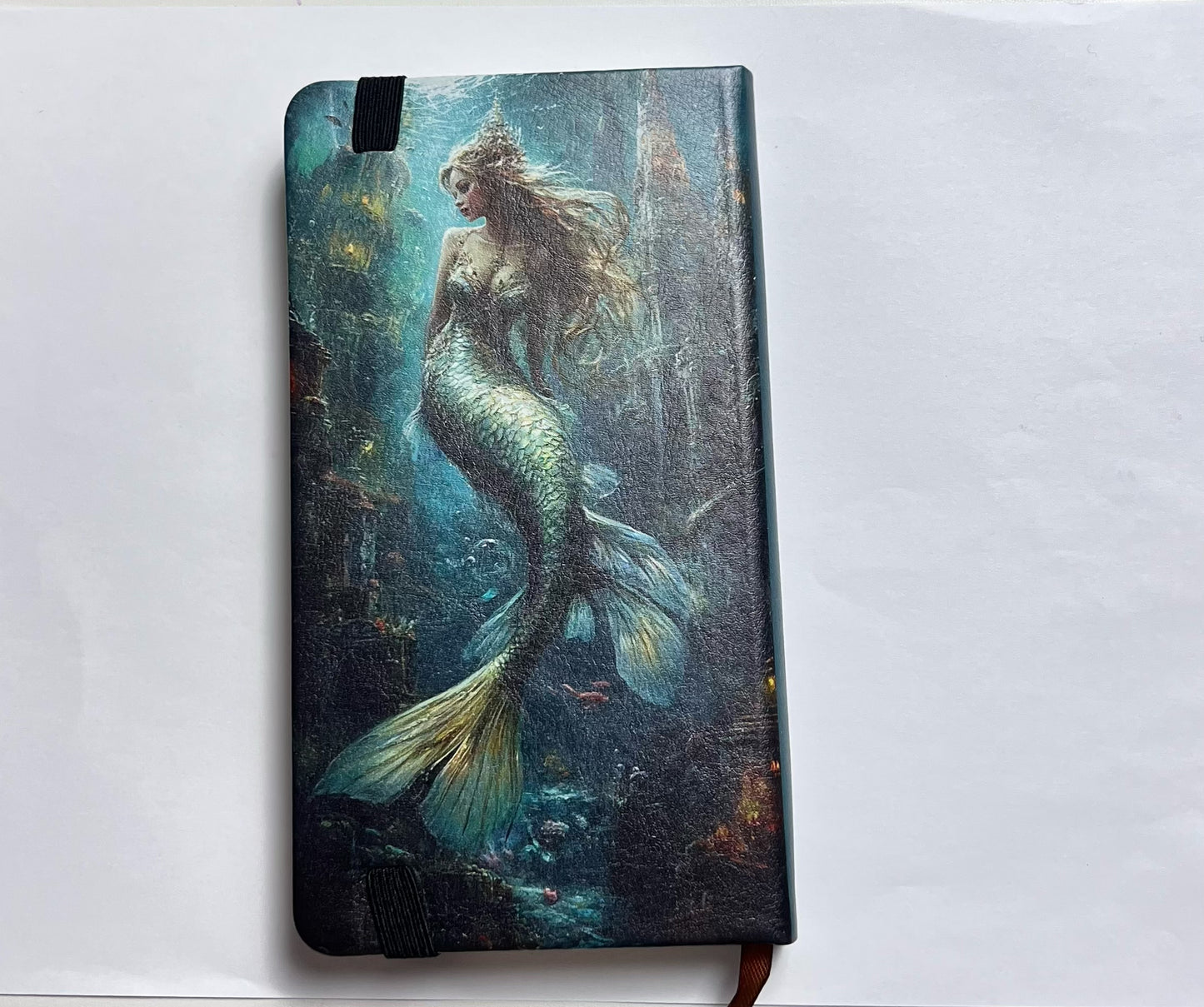 J-5 Mermaid journal （A6 size, lether cover, with a black band, blank inside page)