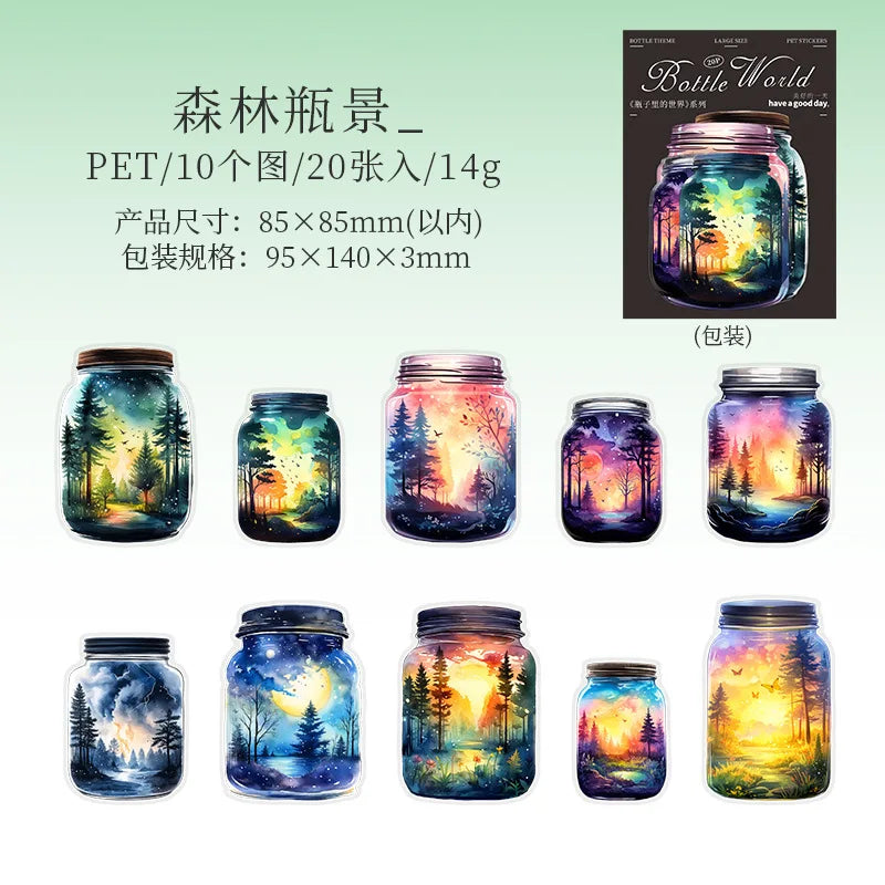 S-24 20pcs/1lot Kawaii Stationery Stickers  The World in a Bottle Junk Journaling Decorative Scrapbooking for stickers Scrapbook