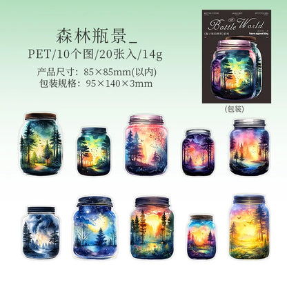 S-24 20pcs/1lot Kawaii Stationery Stickers  The World in a Bottle Junk Journaling Decorative Scrapbooking for stickers Scrapbook