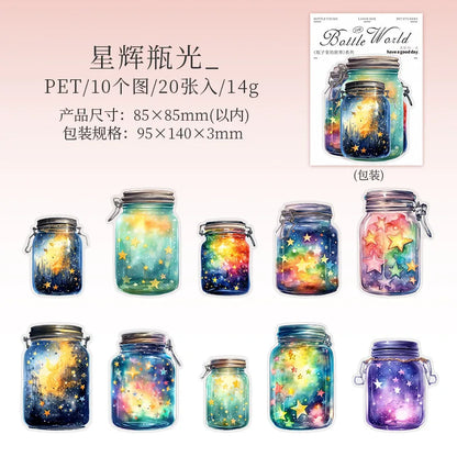 S-24 20pcs/1lot Kawaii Stationery Stickers  The World in a Bottle Junk Journaling Decorative Scrapbooking for stickers Scrapbook