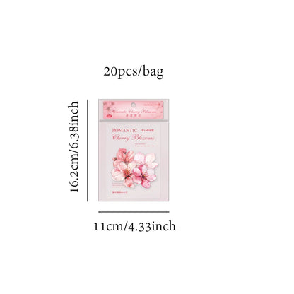 S-16 Mr. Paper 6Style 20Pcs/bag Cherry Blossom Theme Sticker Pack DIY Handbook Decoration Scrapbook Phone Case Calendar