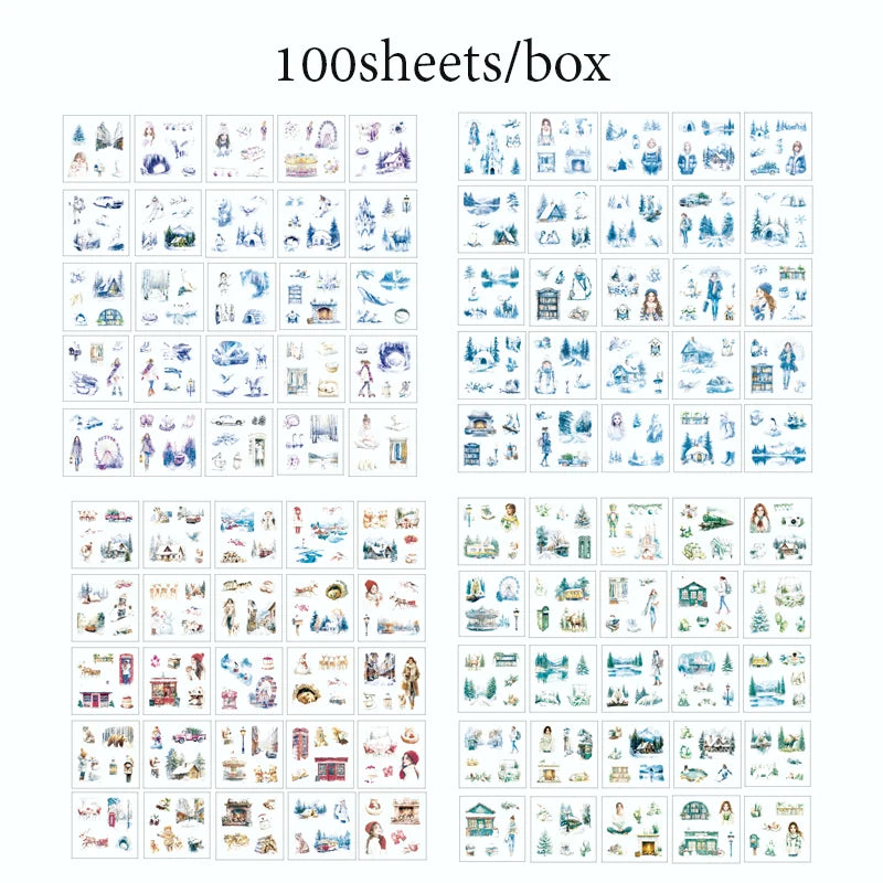 Mr Paper 100Pcs/box Flowering Seasons Series Boxed Stickers Children's Handbook Stickers Cute Style DIY Scrapbook Picture Book