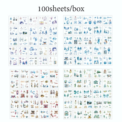 Mr Paper 100Pcs/box Flowering Seasons Series Boxed Stickers Children's Handbook Stickers Cute Style DIY Scrapbook Picture Book
