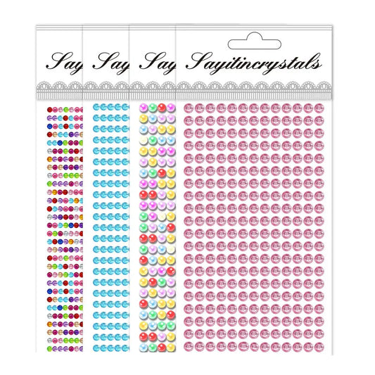 S-34 3/4/6MM Self Adhesive Rhinestone Stickers Embellishments Colorful Round Rhinestone Sticker for DIY Crafts Nail Face Makeup Decor
