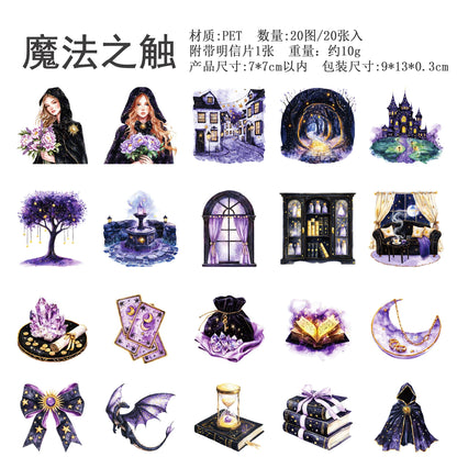 JIANQI 20pcs/pack Ins The Enchanted Stickers Scrapbooking Junk Journal Creative Stationery DIY Deco Stickers School Supplies