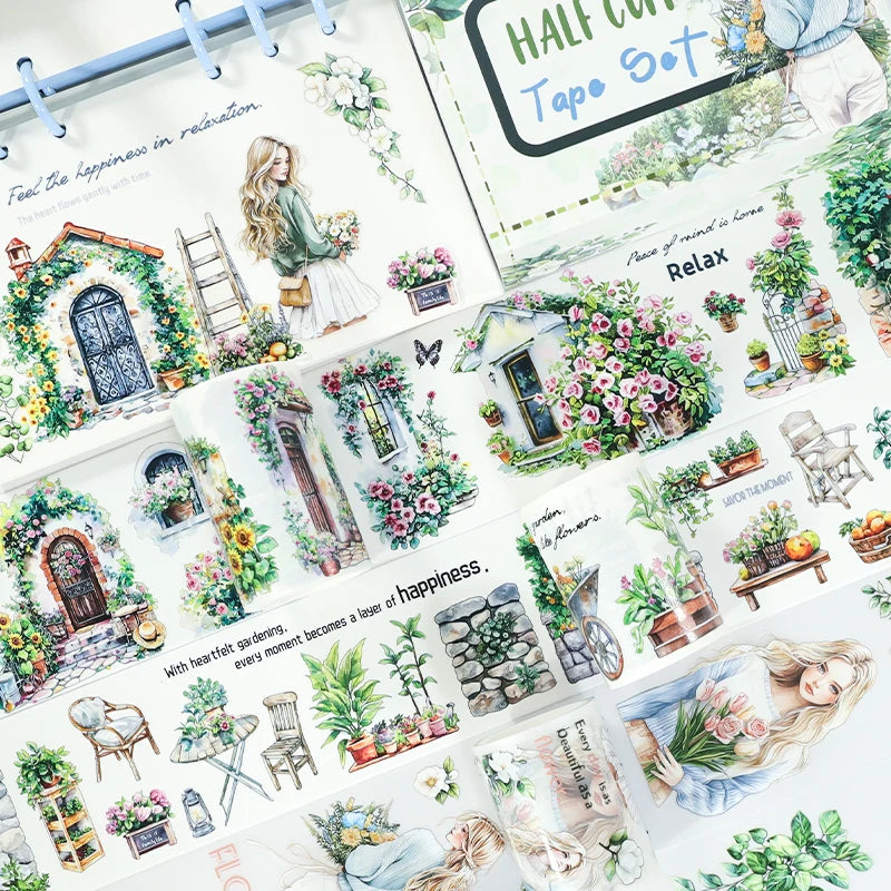 T-8 4 Rolls/Set Green Plants PET Tape