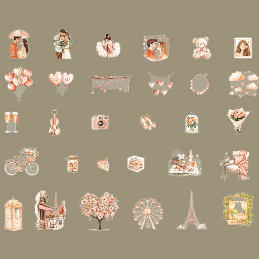 S-45, 4 styles 30pcs/bag Valentine's Day ‘Heartwarming Date’ series