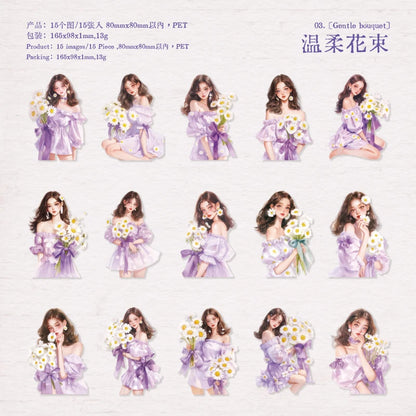 S-73 Beautiful Girl PET Stickers