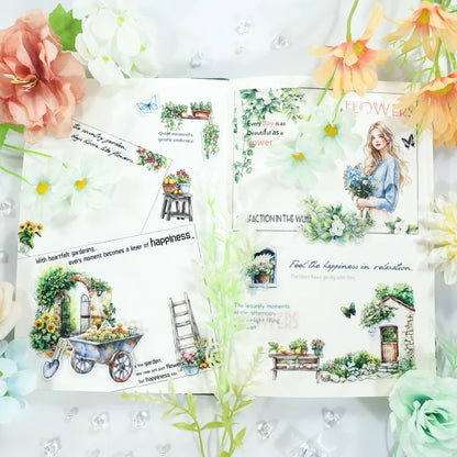 T-8 4 Rolls/Set Green Plants PET Tape