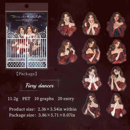 20pcs party girl series waterproof PET stickers DIY scrapbook decoration photo frame album diary envelope stationery decoration