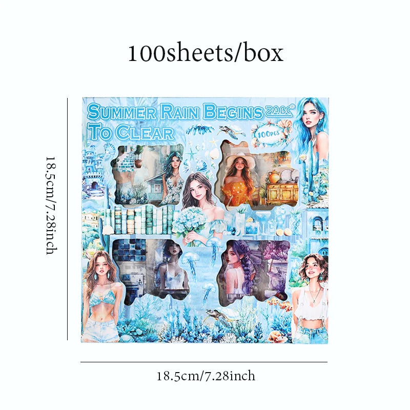 Mr Paper 100Pcs/box Flowering Seasons Series Boxed Stickers Children's Handbook Stickers Cute Style DIY Scrapbook Picture Book