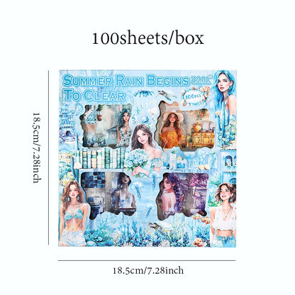 Mr Paper 100Pcs/box Flowering Seasons Series Boxed Stickers Children's Handbook Stickers Cute Style DIY Scrapbook Picture Book