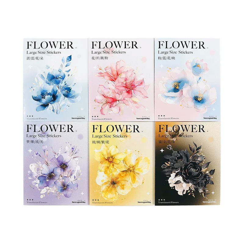 JIANWU Translucen Flowers Series Vintage Flower Bronzing Material Collage PET Sticker Creative DIY Journal Stationery