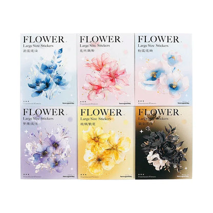 JIANWU Translucen Flowers Series Vintage Flower Bronzing Material Collage PET Sticker Creative DIY Journal Stationery