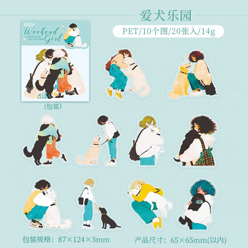 S-22 20pcs/pack Scrapbook Stickers Kawaii Cat Fresh Sweet Girls People Journaling Scrapbooking Junk Journal Crafts Embelishment Decor
