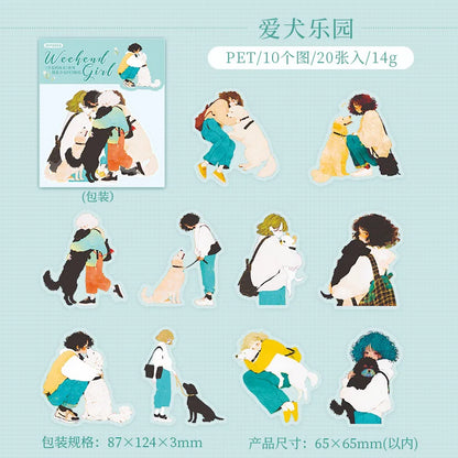 S-22 20pcs/pack Scrapbook Stickers Kawaii Cat Fresh Sweet Girls People Journaling Scrapbooking Junk Journal Crafts Embelishment Decor