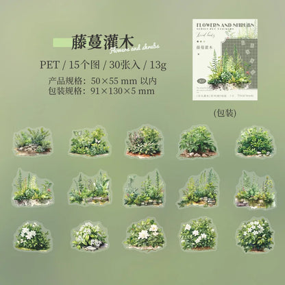 S-45  flowers and shrubs pet stickers