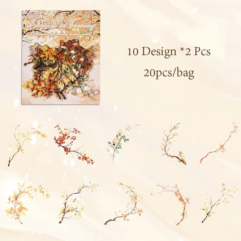 S-20 Mr. Paper, 6 styles of Tsubaki Muyo series sticker pack, handbook decorative stickers,  stickers kawaii