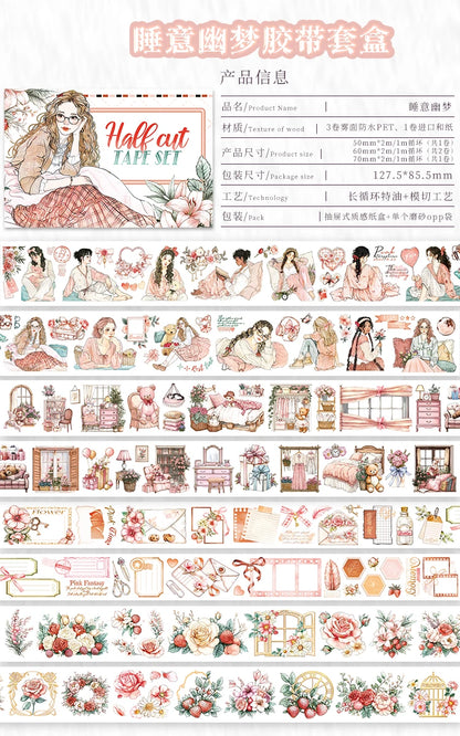 T-8 4 Rolls/Set Green Plants PET Tape