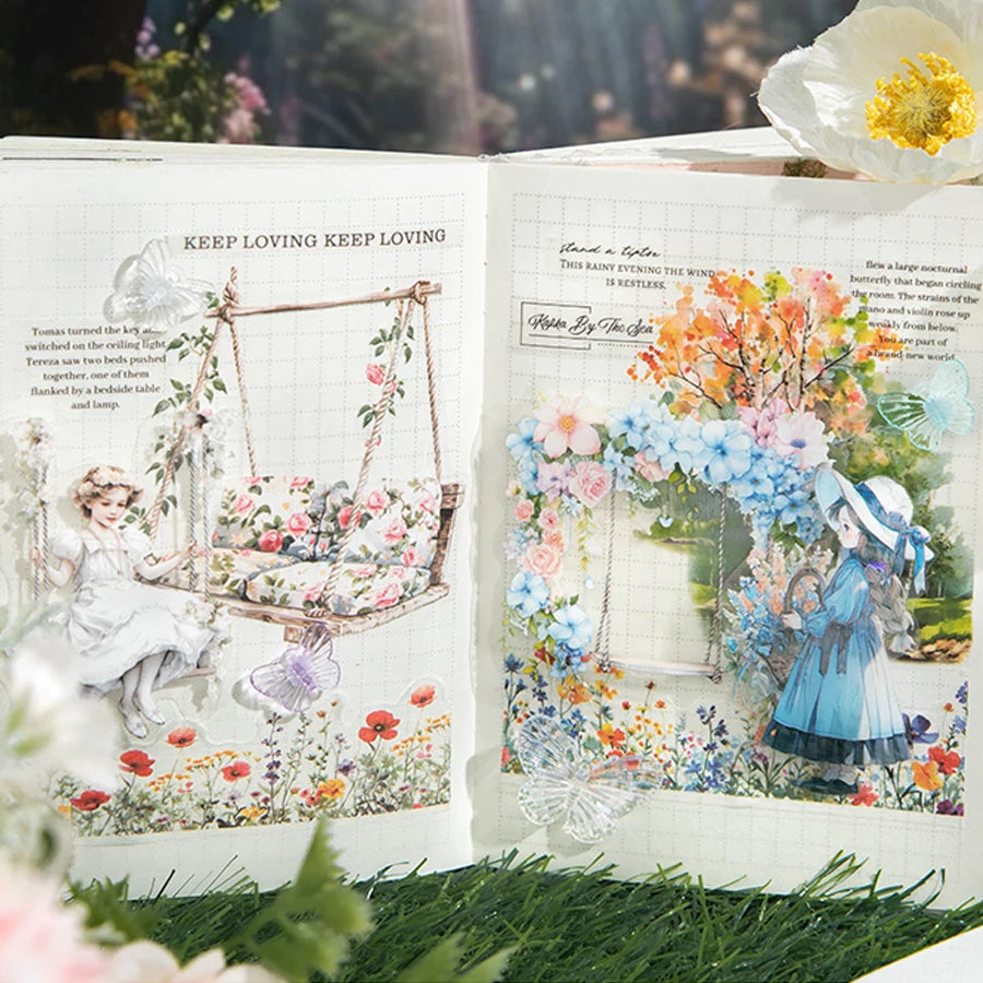 S-39 Paper, 6 styles 10pcs/bag ‘Flower Language’ Series Swing Theme Stickers