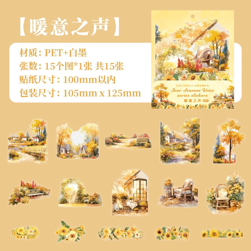 S-31 Mr. Paper, Four Seasons Forest Garden Theme Stickers, Decorative Scrapbook Notebook Phone Case Diary Collage Material Stickers
