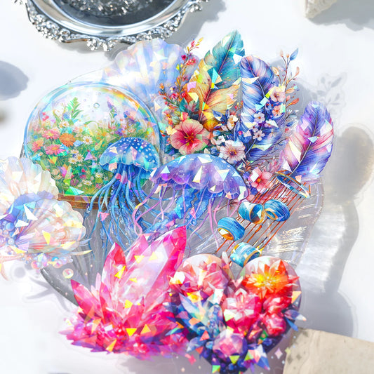 S-77 20 pcs Feather jellyfish crystal pattern Stickers