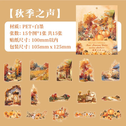 S-31 Mr. Paper, Four Seasons Forest Garden Theme Stickers, Decorative Scrapbook Notebook Phone Case Diary Collage Material Stickers