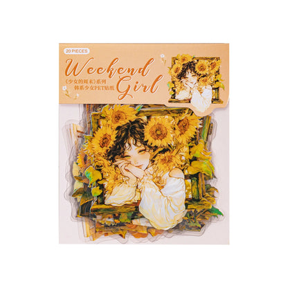 S-22 20pcs/pack Scrapbook Stickers Kawaii Cat Fresh Sweet Girls People Journaling Scrapbooking Junk Journal Crafts Embelishment Decor