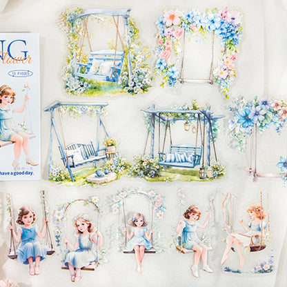 S-39 Paper, 6 styles 10pcs/bag ‘Flower Language’ Series Swing Theme Stickers