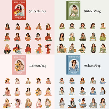 Mr Paper 90Pcs/bag Girly Times Series PET Waterproof Stickers DIY Notebook Tablet Phone Case Creative Handbook Stickers