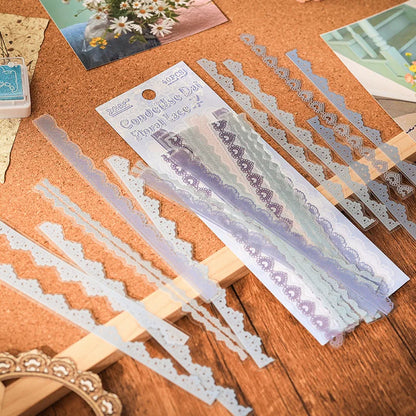 S-1  40 pcs Lace Stickers Cute Aesthetics Decor Collage Junk Journal Scrapbooking Supplies Self Adhesive Creative Stationery Sticker
