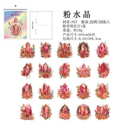 20pcs Cartoon Fantasy Crystal Sticker Pack DIY Hand Account Diary Decorative Funny Scrapbooking Stickers Kids Gift Reward Toy