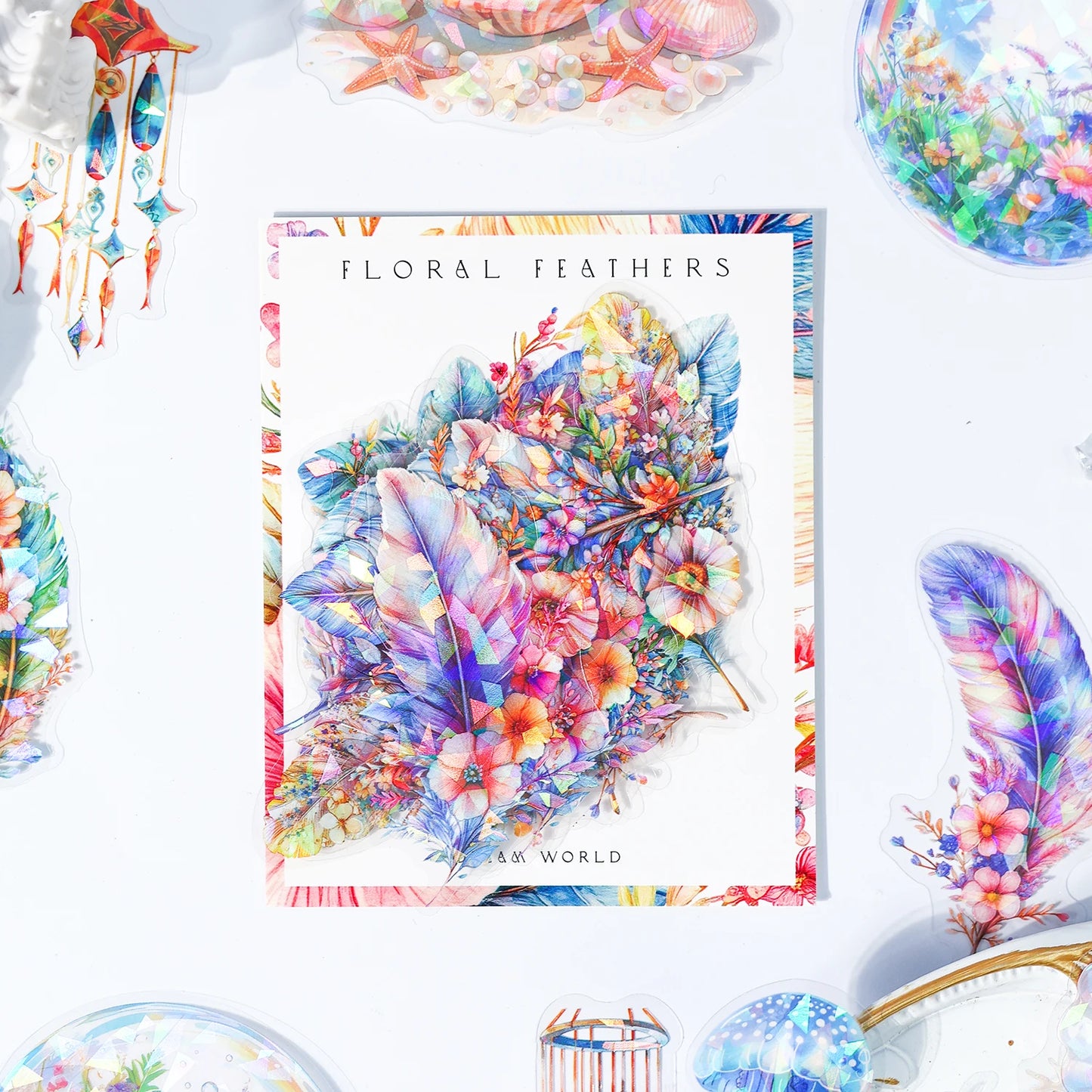 S-77 20 pcs Feather jellyfish crystal pattern Stickers