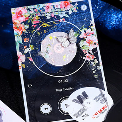 S-63  30Pcs/bag Flower Music Stamping Theme Sticker