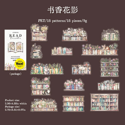 S-7 Flowers and bookshelves Stickers PET