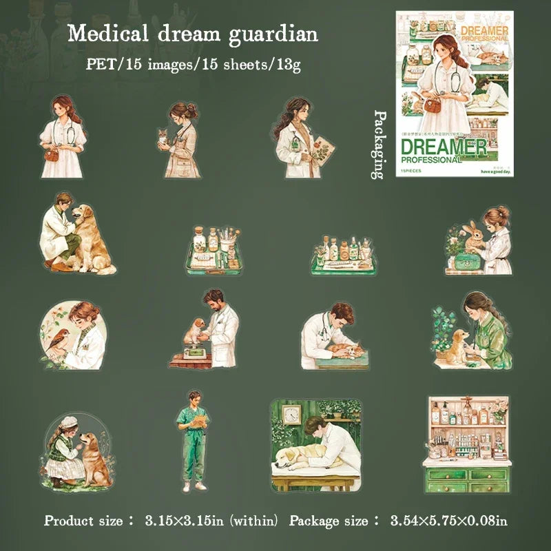 S-47 15Pcs Sticker Pack Career Dreamer Floral Art Scenic