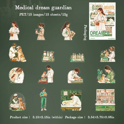 S-47 15Pcs Sticker Pack Career Dreamer Floral Art Scenic