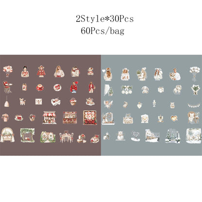 2Style 60Pcs/bag Couple Character Romantic Scenic Stickers