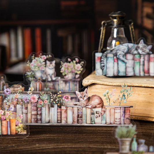 S-7 Flowers and bookshelves Stickers PET