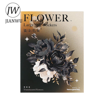 JIANWU Translucen Flowers Series Vintage Flower Bronzing Material Collage PET Sticker Creative DIY Journal Stationery