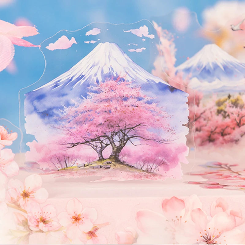 S-16 Mr. Paper 6Style 20Pcs/bag Cherry Blossom Theme Sticker Pack DIY Handbook Decoration Scrapbook Phone Case Calendar