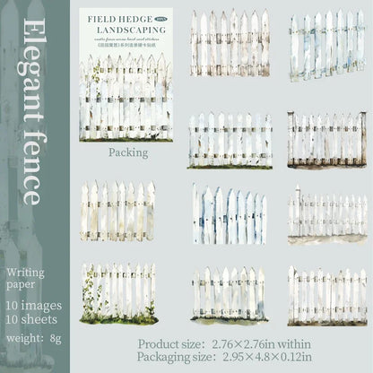 S-46 10Sheets Stickers Hard Card 3D Garden Fence Background Landscaping DIY Sticker