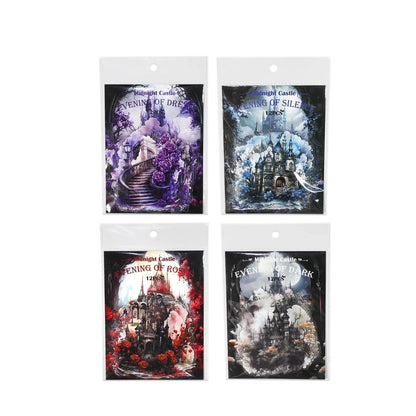 S-33 12pcs/bag Midnight Castle European Retro Gothic Big Size Transparent PET Stickers Journaling Scrapbooking Decoration Collages