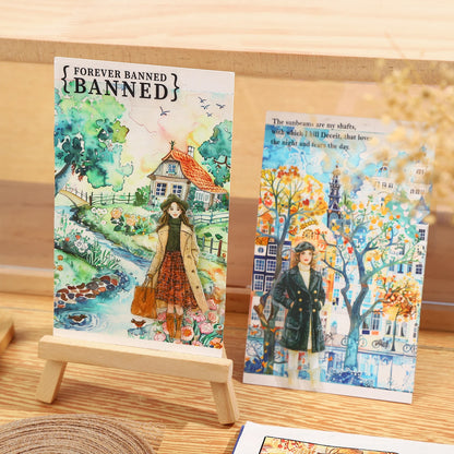 80mm*2m Washi Paper Tapes Four Seasons Scenery Junk Journal Adhesiva Scrapbooking Diary Collage Decoration Stickers Stationery