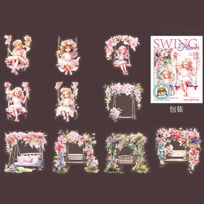 S-39 Paper, 6 styles 10pcs/bag ‘Flower Language’ Series Swing Theme Stickers