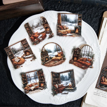 S-17 Mr. Paper 2Style 30Pcs/bag Window Theme PET Special Oil Stickers Creative Handbook Stickers DIY Picture Book Notebook Photo