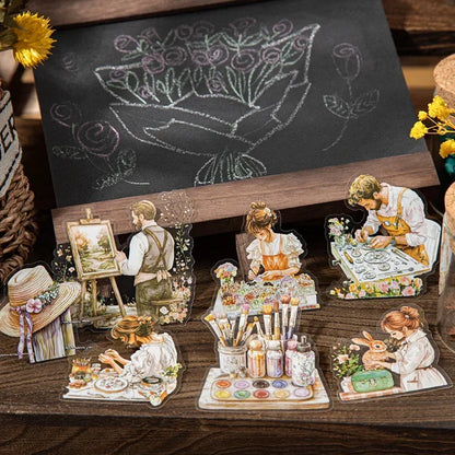 S-47 15Pcs Sticker Pack Career Dreamer Floral Art Scenic