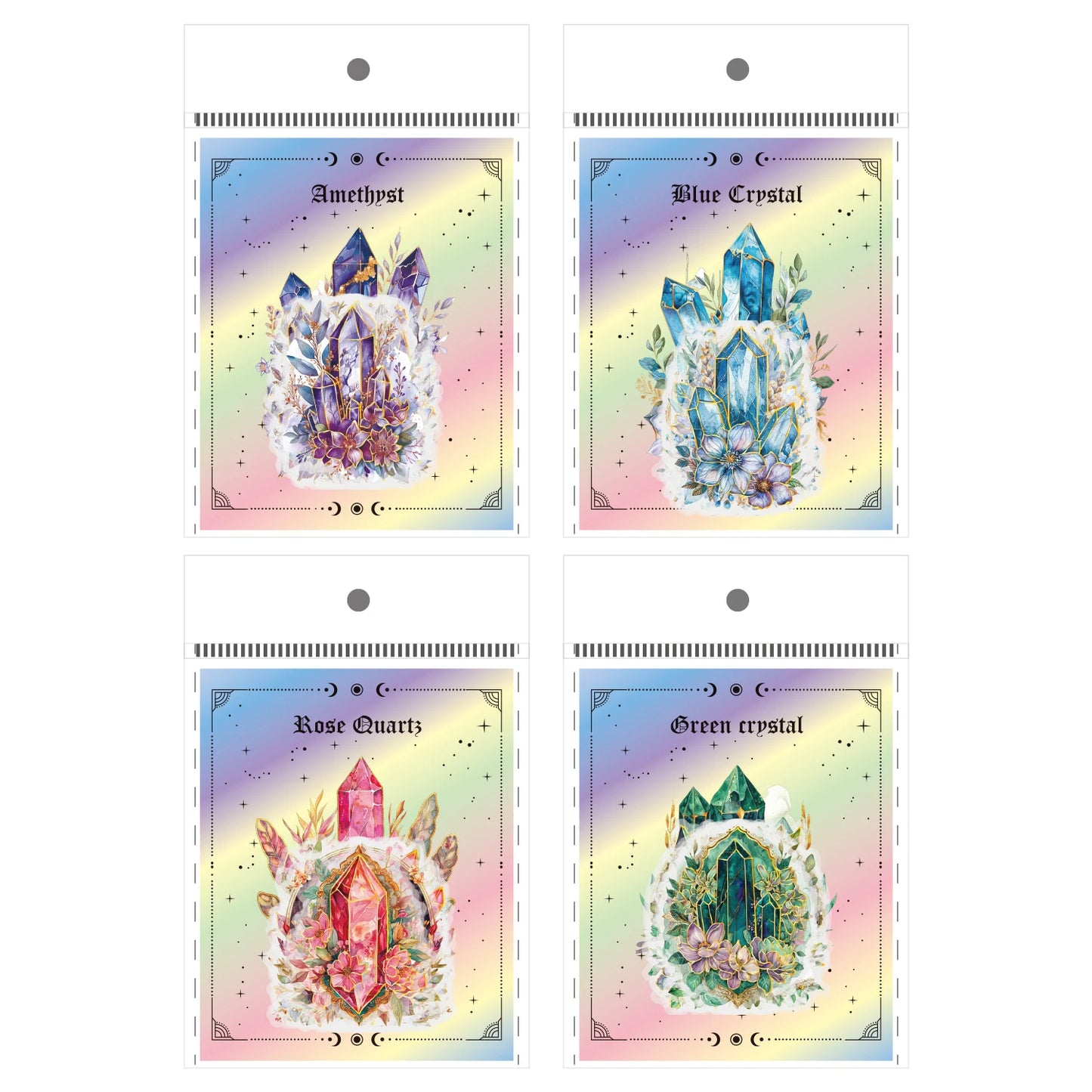 20pcs Cartoon Fantasy Crystal Sticker Pack DIY Hand Account Diary Decorative Funny Scrapbooking Stickers Kids Gift Reward Toy