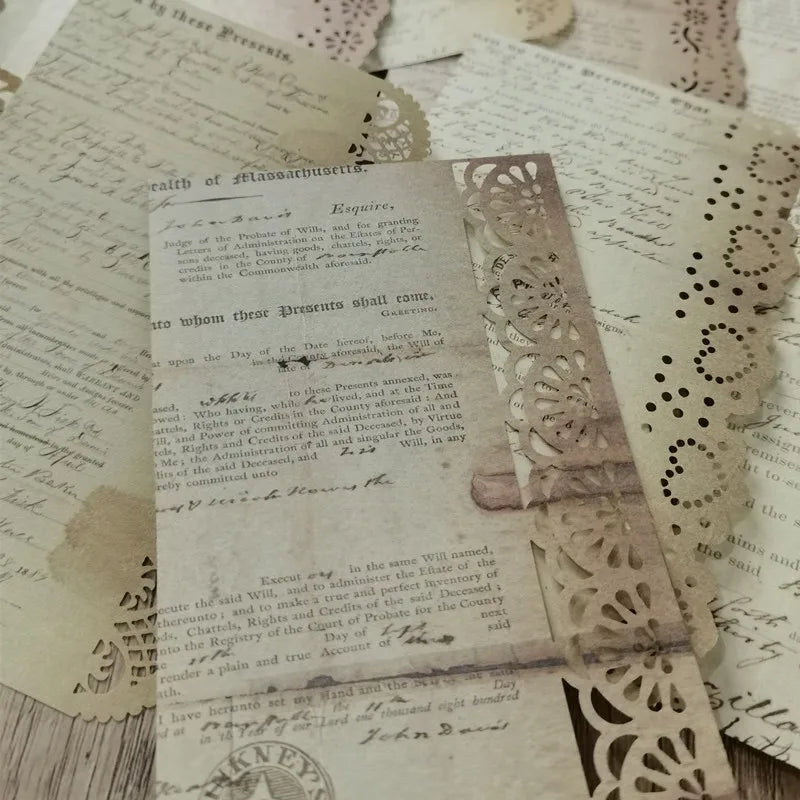 P-1 Retro Creative Material Paper Lace Hollow Border Letter Material Movement Album Decorate Hand Account DIY Materials Journaling