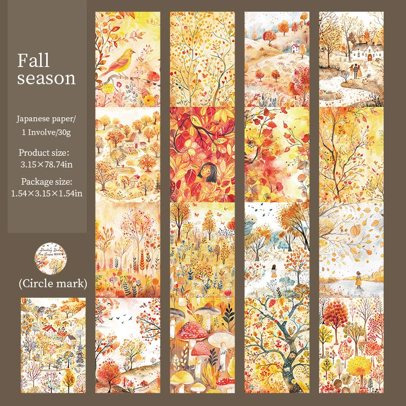 80mm*2m Washi Paper Tapes Four Seasons Scenery Junk Journal Adhesiva Scrapbooking Diary Collage Decoration Stickers Stationery